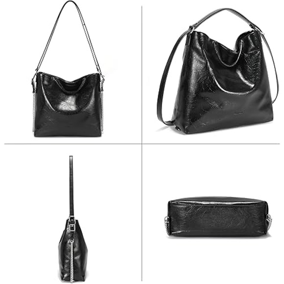 Leather Y2K Revival Large Satchel Women's Hobo Tote Convertible Slouchy Handbag - Picture 4 of 8